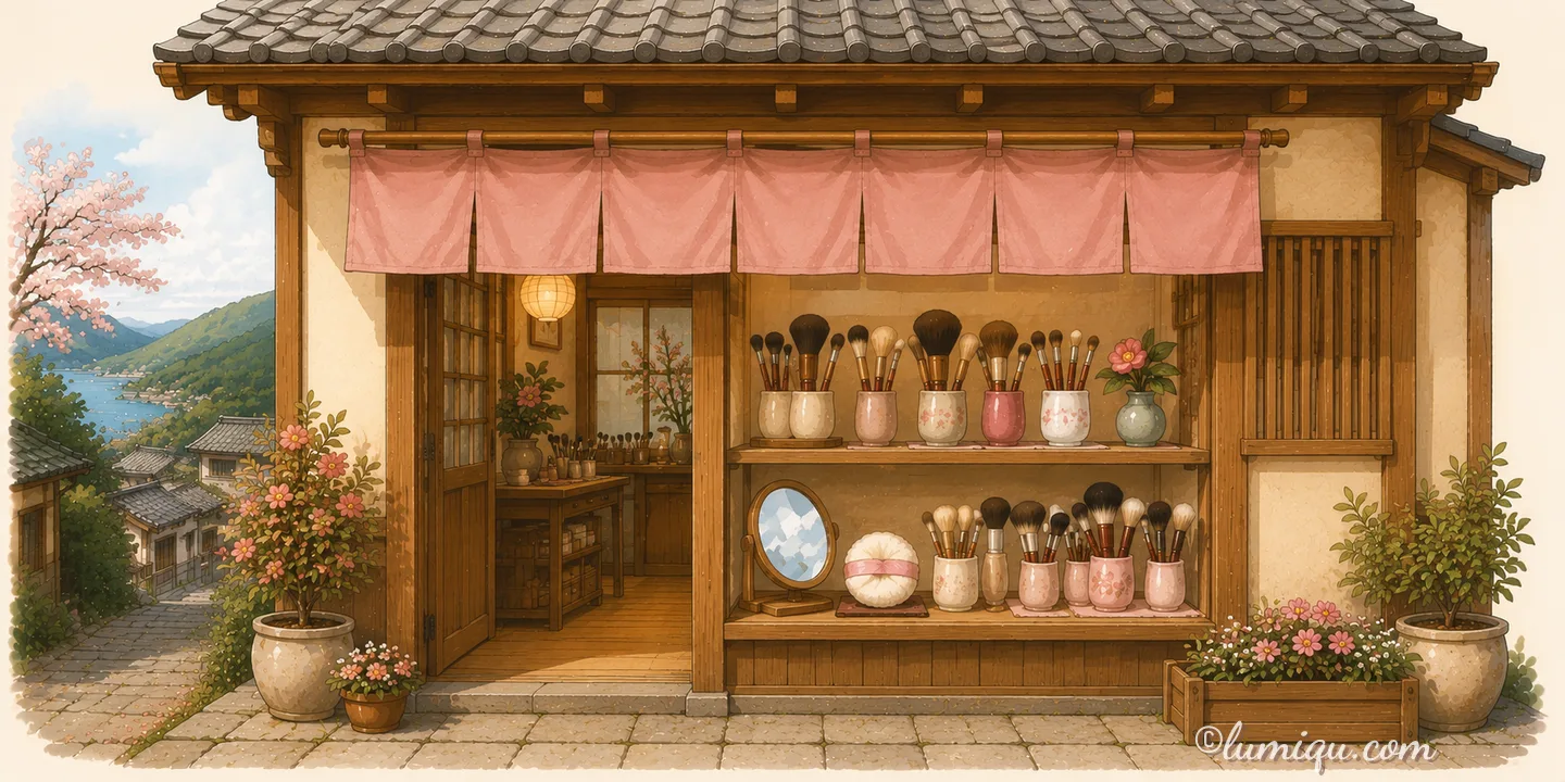 熊野の筆屋 ほのか（空想のお店）の店構えイラスト